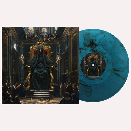 the album cover for Mors Principium Est - Darkness Invisible [LP Venator Turquoise Black Marble]