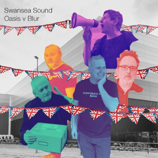 the album cover for Swansea Sound - Oasis V Blur / Pacio'r Fan [Colored Vinyl] (Purp) [Indie Exclusive]