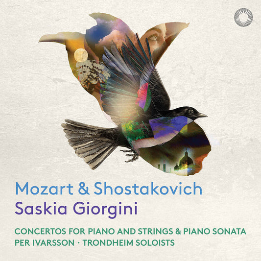 the album cover for Saskia Giorgini - Mozart & Shostakovich: Cons For Pno & Strs& Pno