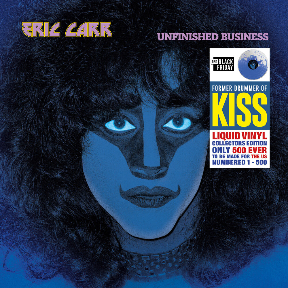 the album cover for Eric Carr from KISS - Unfinished Business: The Liquid Vinyl Numbered Edition [RSD Black Friday 2025]