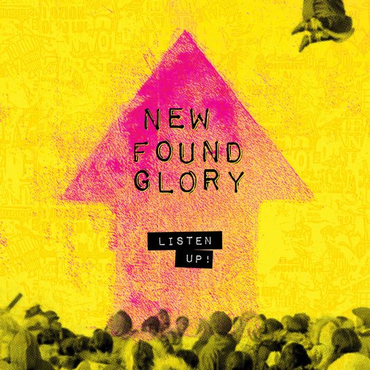 the album cover for New Found Glory - Listen Up! [Indie Exclusive Beer w/  Blood Red Splatter LP]