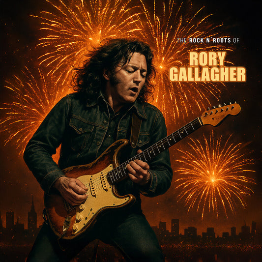 the album cover for Rory Gallagher - Rock N Roots Of [Clear Vinyl]