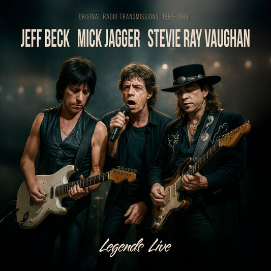 the album cover for Jeff Beck  / Jagger,Mick / Vaughan,Stevie Ray - Legends Live [Clear Vinyl]