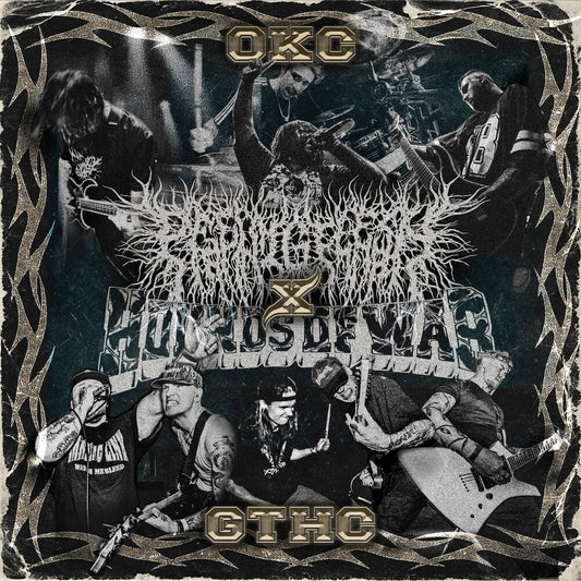 the album cover for Peelingflesh / Hounds of War - Okc X Gthc Split