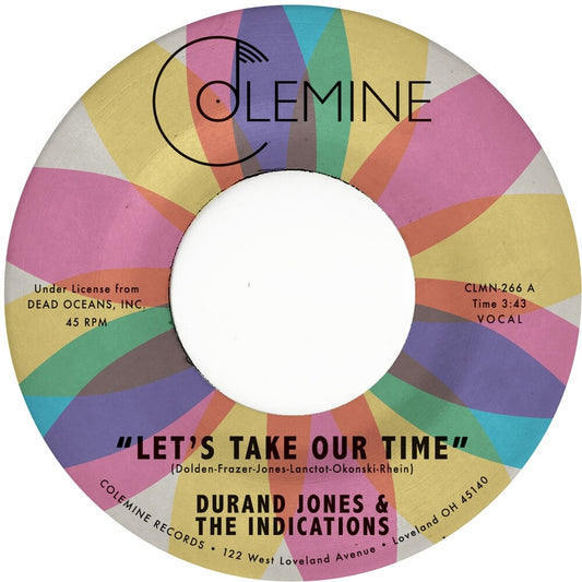 the album cover for Durand Jones  & The Indications - Let's Take Our Time / Flower Moon