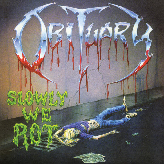 the album cover for Obituary - Slowly We Rot (Blue) (Bonus Tracks) [Colored Vinyl] (Red)