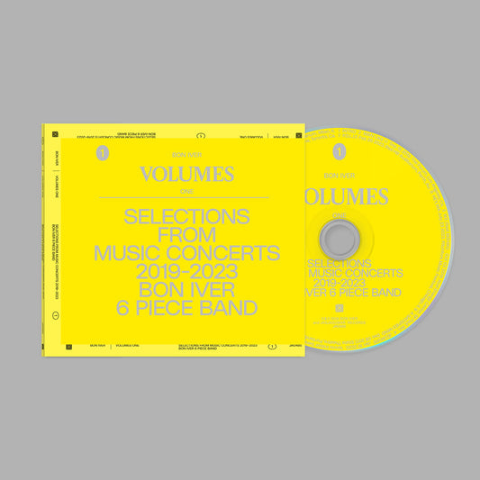 the album cover for Bon Iver - VOLUMES: ONE "SELECTIONS FROM MUSIC CONCERTS 2019-2023 BON IVER 6 PIECE BAND"