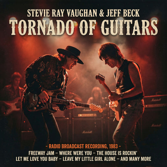 the album cover for Stevie Vaughan  / Beck,Jeff - Tornado Of Guitars