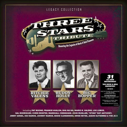 the album cover for Pat Boone - Three Stars Tribute (Blk) [Clear Vinyl]