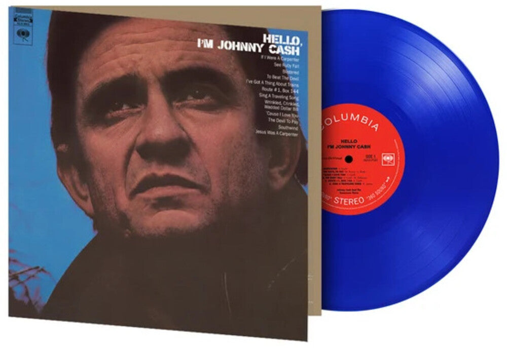 the album cover for Johnny Cash - Hello I'm Johnny Cash (Blue) [Colored Vinyl] (Gate) [Limited Edition]