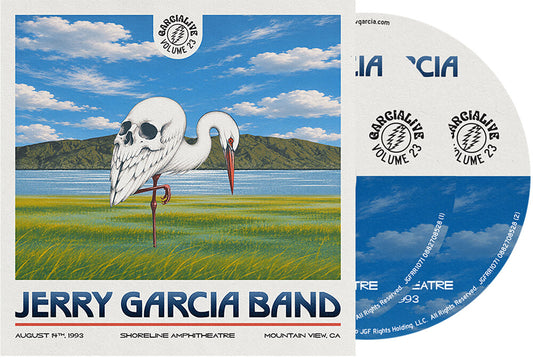 the album cover for Jerry Garcia Band - GarciaLive Volume 23: August 14th, 1993 Shoreline Amphitheatre