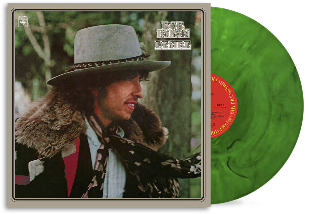the album cover for Bob Dylan - Desire - [D2C / Indie Exclusive Cypress Green Marbled]