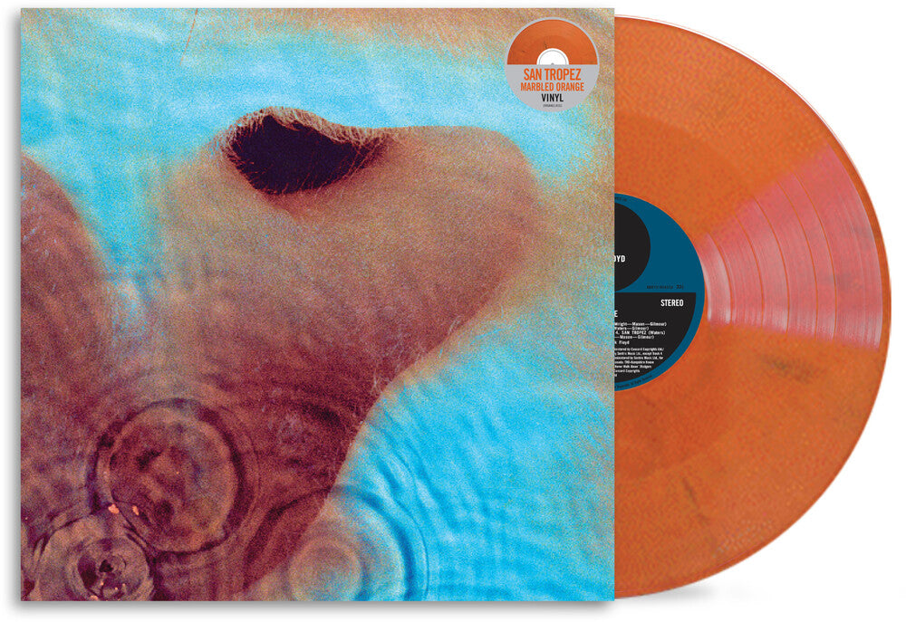 the album cover for Pink Floyd - Meddle - [D2C / Indie Exclusive San Tropez Orange Marble]