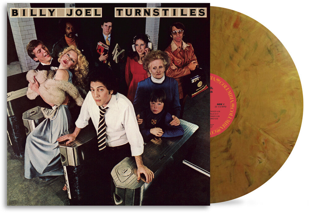 the album cover for Billy Joel - Turnstiles - [D2C / Indie Exclusive Subway Token Gold]