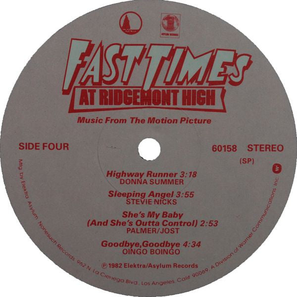 Various - Fast Times At Ridgemont High • Music From The Motion Picture