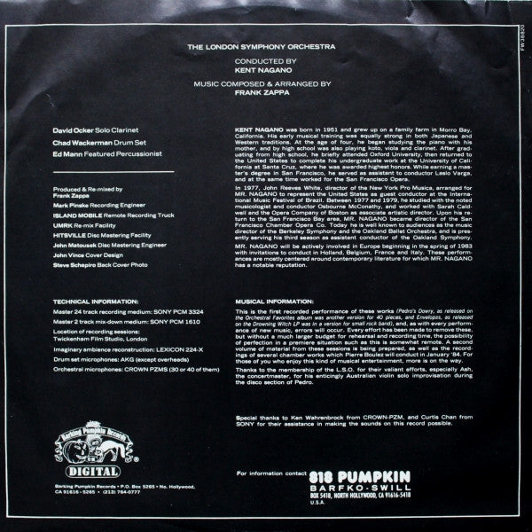 Zappa / The London Symphony Orchestra / Kent Nagano - The London Symphony Orchestra - Zappa Vol. I