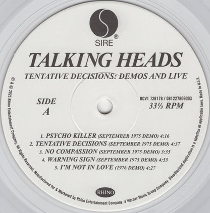 Talking Heads - Tentative Decisions: Demos & Live