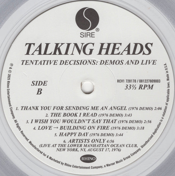 Talking Heads - Tentative Decisions: Demos & Live